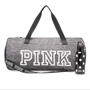 Pink gym bag and water bottle